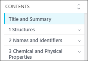 PubChem Contents menu