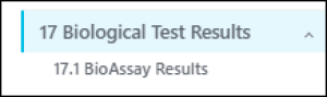 Biological test results menu item