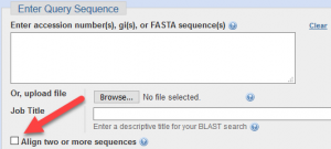 A screenshot showing the "Align two or more sequences" checkbox.